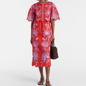 FARM Rio Red Floral Skirt linen - size M